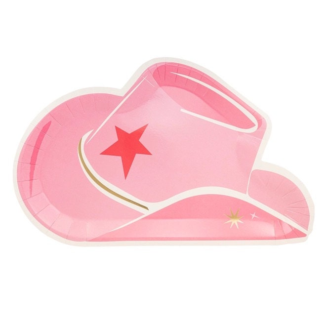 Pink Cowgirl Hat Paper Plates 8ct Disco Cowgirl Birthday Brides Last Rodeo Cowgirl Bachelorette First Rodeo Birthday Cowgirl