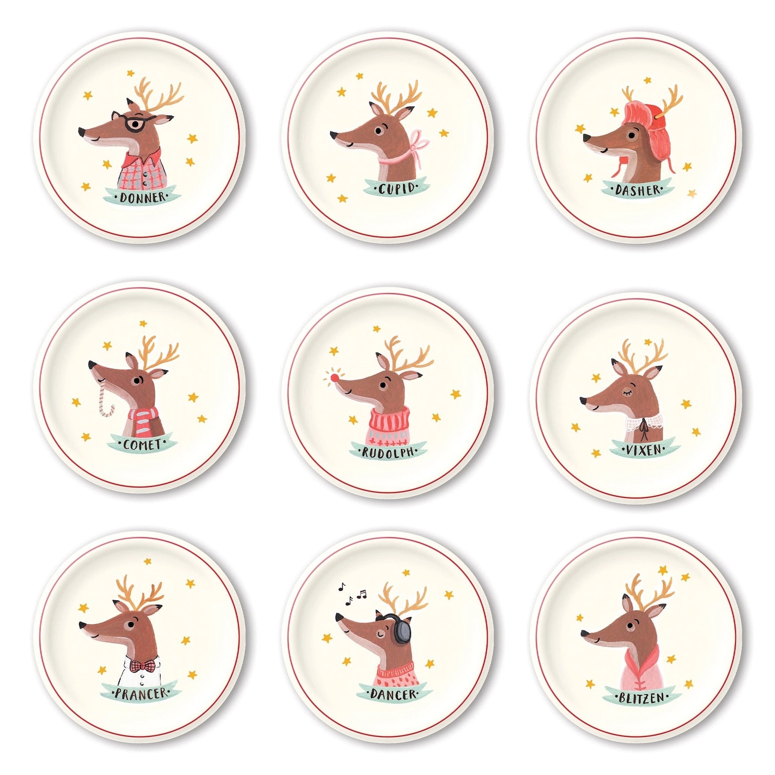 Rudolph + Reindeer Friends Paper Plate Set