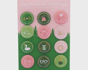 Camping Bachelorette Merit Badges, 12ct | Camp Bachelorette, Camp Bach Patches, Bachelorette Hiking, Camp Bachelorette Ideas