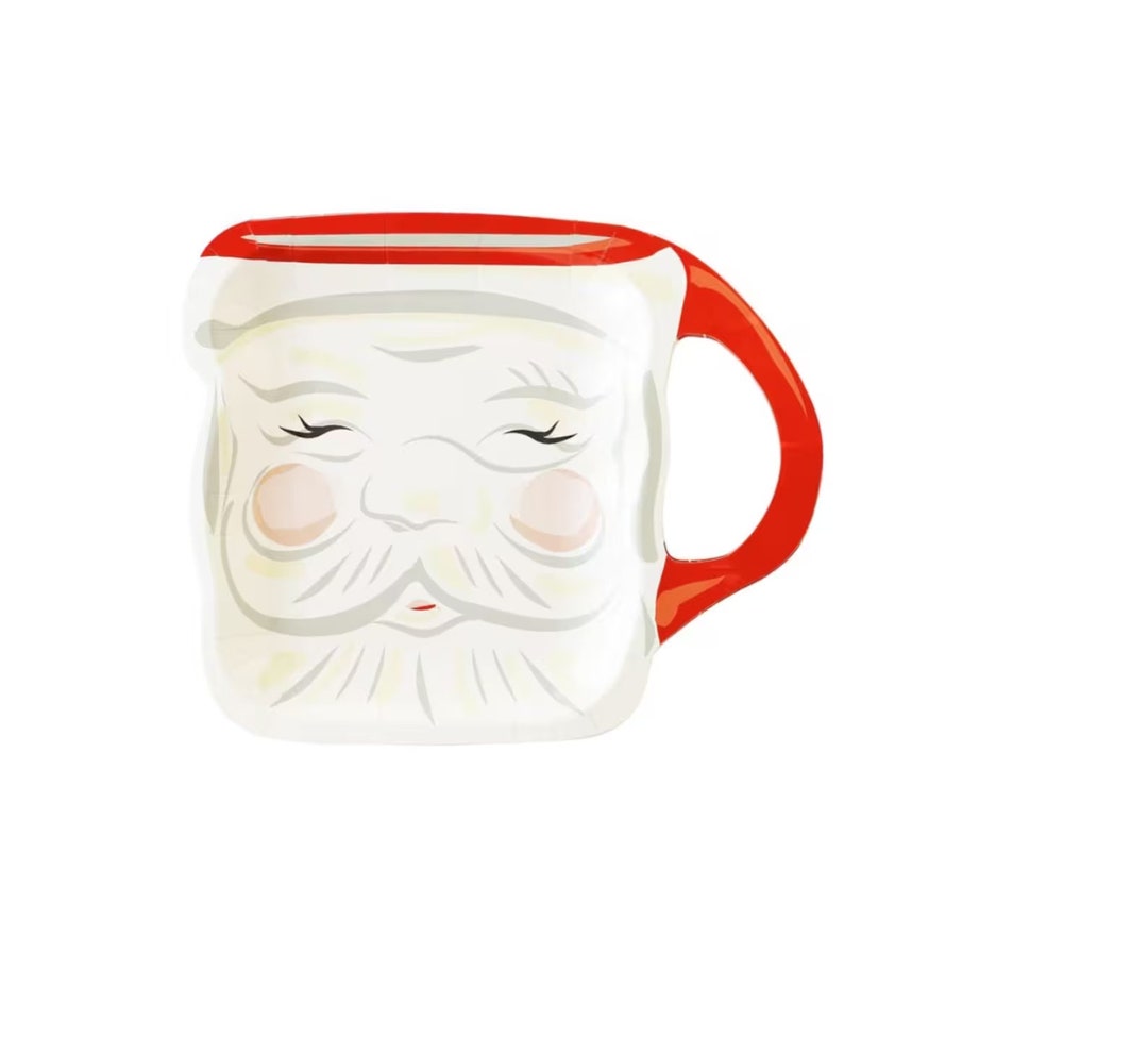 Santa Mug Shaped Plates 8ct Santa Claus Plates Christmas Etsy