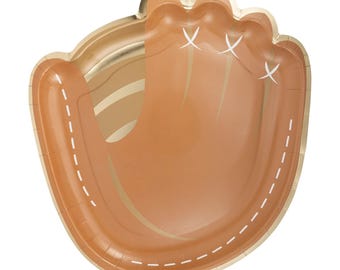 Baseball Mitt Paper Plates with Gold Foil (8ct)