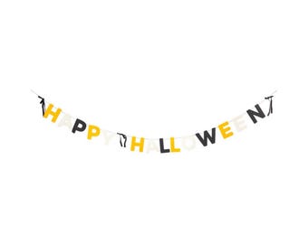Felt Happy Halloween Banner: Velvet Bow Halloween Party Decor