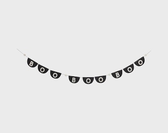 Boo Halloween Banner: Felt Pennants with Pom-Poms