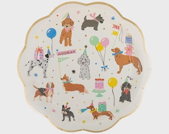 Dog Birthday Party Plates, 8ct: Puppy Pawty Decorations