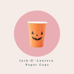 Pumpkin Paper Cups, Set of 8 | Halloween Party Ideas, Halloween Cups, Orange Paper Cups, Halloween Party Supplies, Groovy Halloween