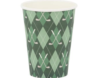 Golf Plaid Paper Cups: Masters Party Supplies (8 ct)