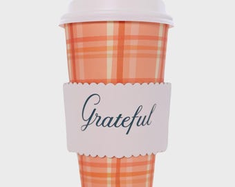 Thanksgiving Coffee Cups: Grateful Plaid, Set of 8 with Lids