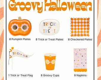 Groovy Ghost Halloween Party-in-a-Box Kit: Setting for 8