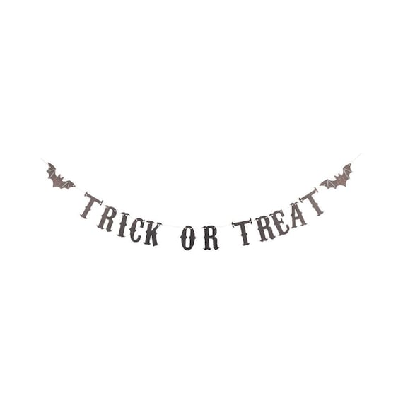 Trick or Treat Vintage Paper Banner | 6 ft Halloween Party Banner, Cream Twine Decor