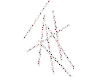 Red Blue Star Paper Straws | Patriotic 4th of July Party Drinkware