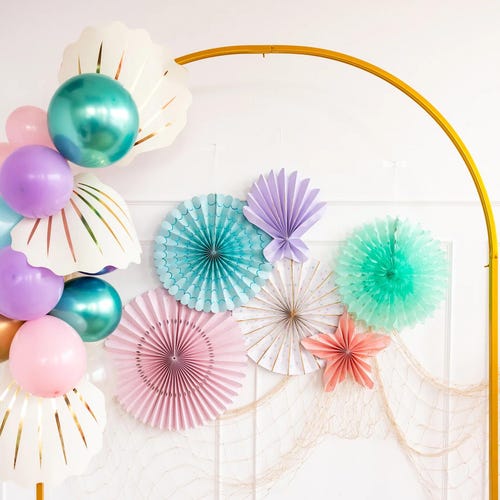 Ensemble d'éventails sirène : décorations d'anniversaire sous la mer
