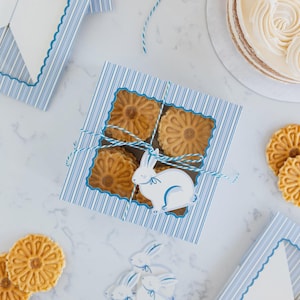 Blue Stripe Easter Treat Boxes with Window | Cookie Packaging for Parties, Favors