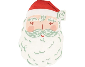 Santa Shaped Paper Napkins, Christmas Party Decorations, Set of 24