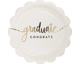 Congrats Graduate Paper Plates (Set of 8) | Graduation Plates, Class of 2024, Graduation Paper Plates, Graduation Party Decor, Party Plates