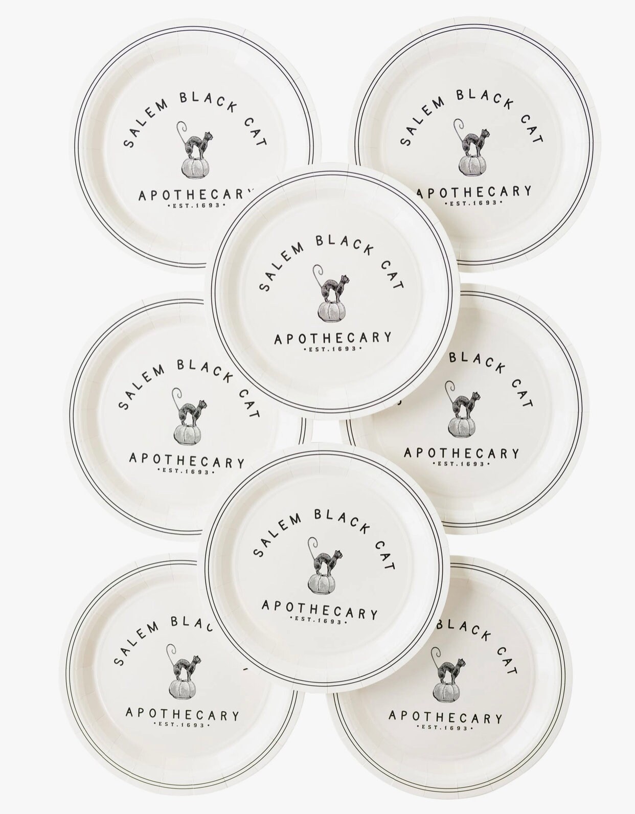 Halloween Plates Salem Black Cat Halloween Dinner Plates set of 8