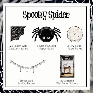 Spooky Spider “Party-in-a-Box” Halloween Kit – Setting for 8 | Party Kit, Halloween Party Supplies, Halloween Party Decor