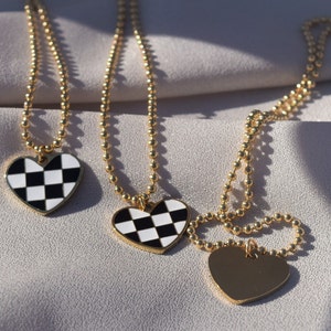 Checkered Heart Necklace
