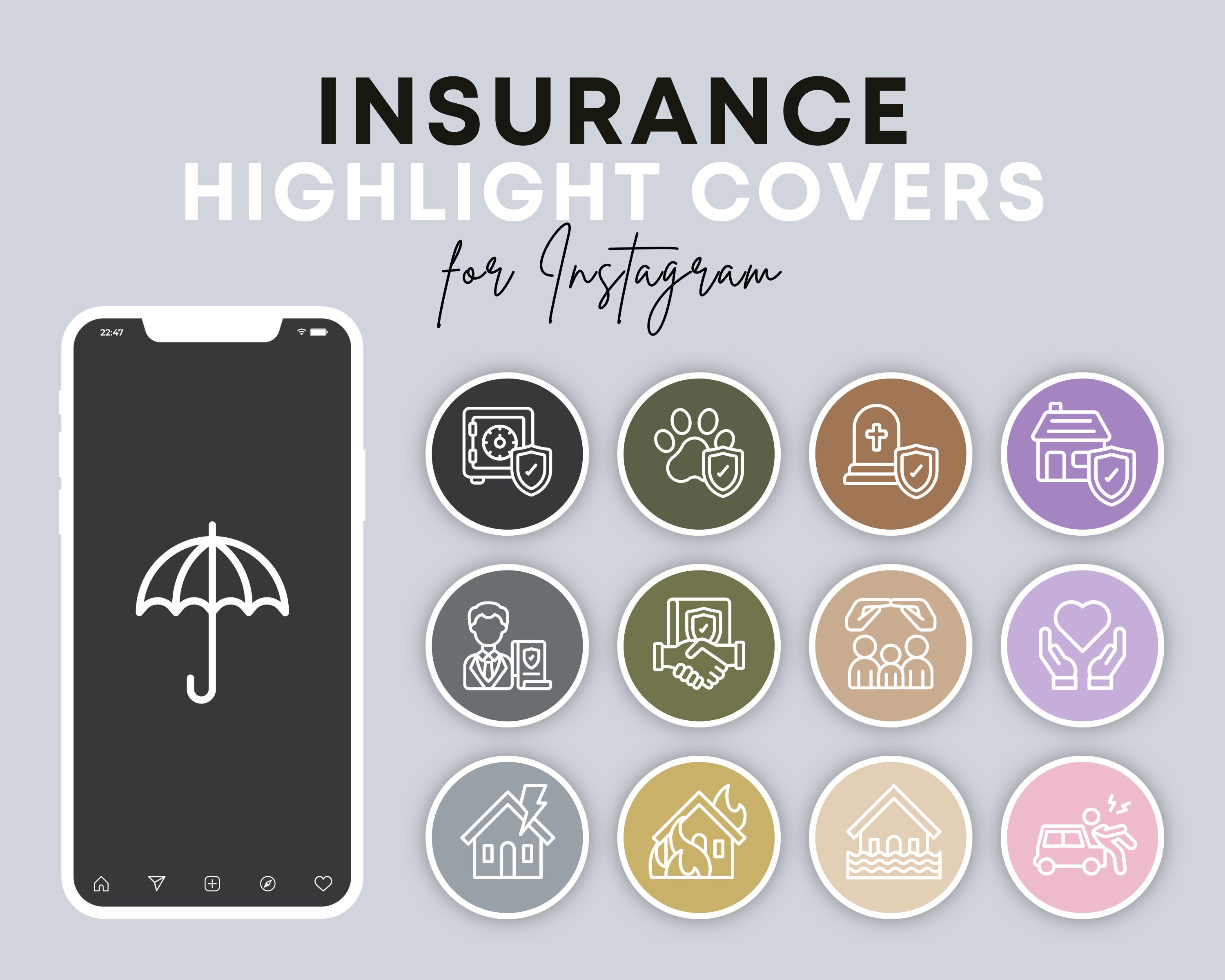 Insurance Insurer Instagram Highlight Covers IG Story Highlight Icons for Instagram Social Media