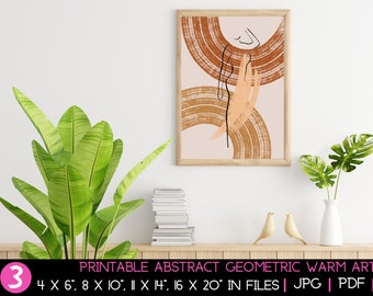 Printable Abstract GeometricWarm Art,Wall Art Print,Home Decor Art,BOHO Minimalist Printable Wall Art,Abstract Printable Art,Modern Art