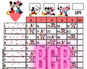 Valentines Love Mixed AND Straight  Bingo Boards/Sheets