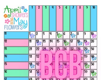 April Showers 100 Ball Bingo Grid PDF File