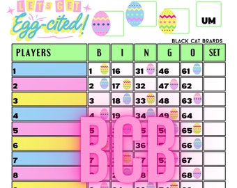 EGGCITED 75 Balls Bingo Board Straight AND Mixed Boards PDF