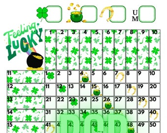 Feeling Lucky St Patrick's Day 100 Ball Bingo Grid