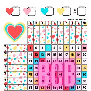 Hearts Valentine 100 Ball Bingo Grid PDF