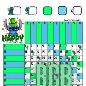 Stitch St Paddy's 100 Ball Bingo Grid