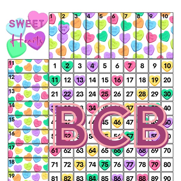 Valentines COMBO Straight 75 Balls AND 100 Ball Bingo Grid PDF Downloadable Files