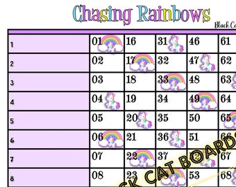 2 Bingo Sheets - Unicorn 15 Line 75 Ball Mixed & Straight Boards BOTH included in download