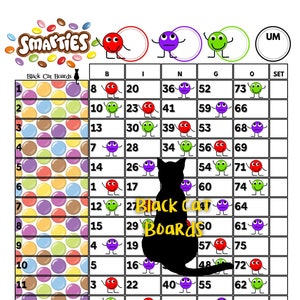 2 Bingo Sheets- Smarties- 15 lines, 75 balls, Mixed AND Straight boards included in download
