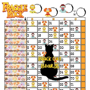 2 Bingo Boards- 15 Lines 75 Balls Mixed AND Straight Fraggle Rock