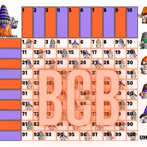 Gnomes 100 Ball Halloween Bingo Grid PDF DOWNLOAD