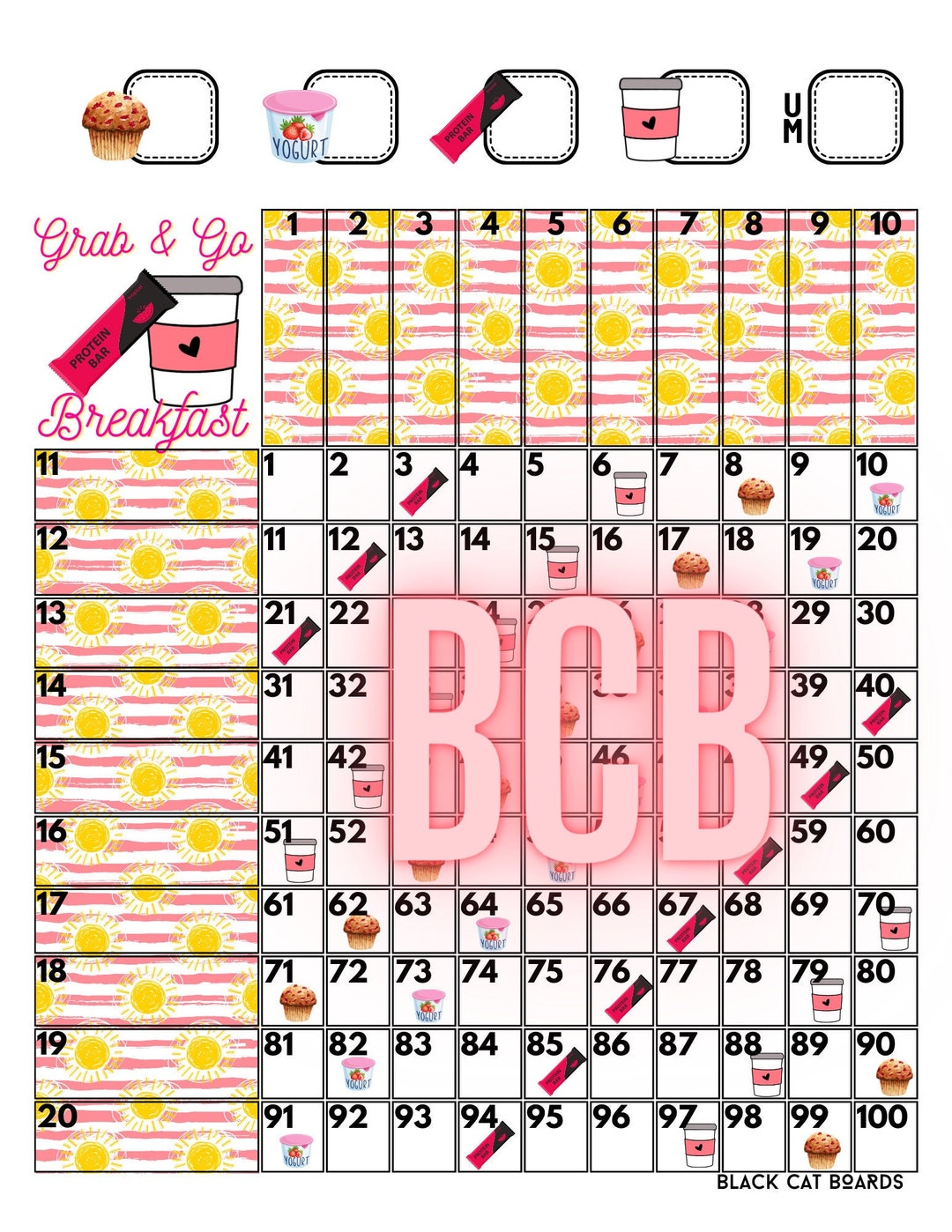 Breakfast 100 Ball Bingo Grid - Etsy
