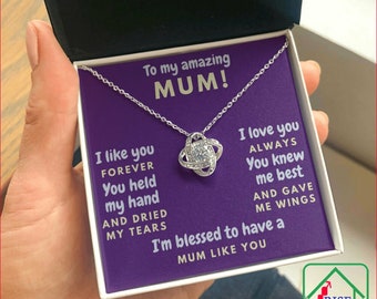 Amazing Mum Blessed CZ Love Knot Pendant