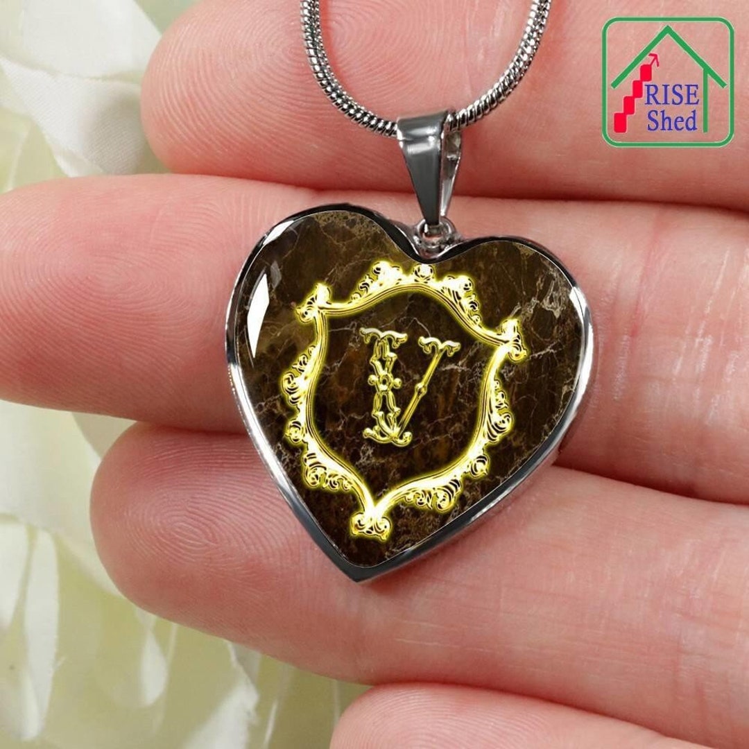Letter V Initial Monogram Alphabet Heart Pendant and Necklace -  Canada