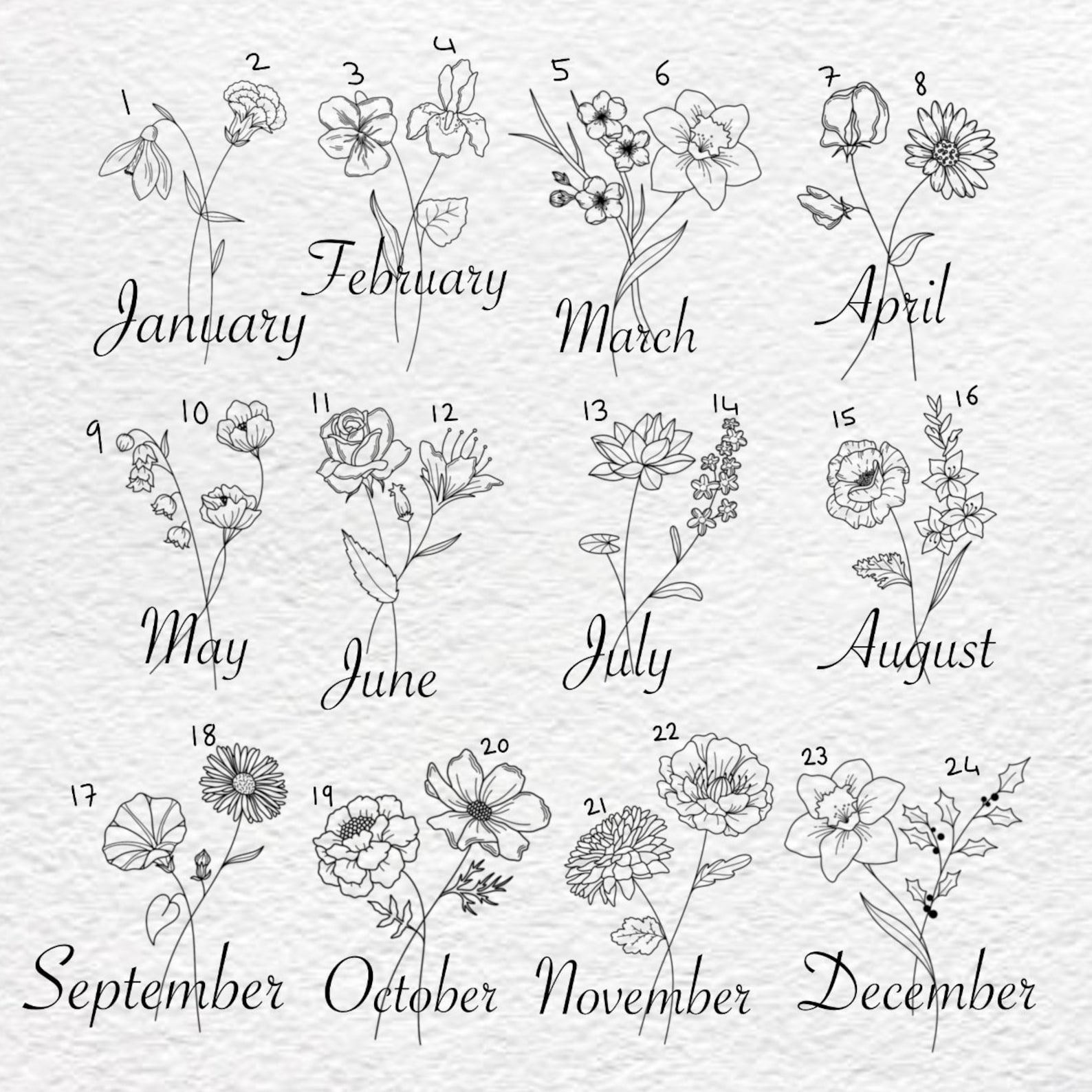 Birthday Month Flowers Tattoo