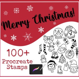 100+ Christmas Procreate Stamps. Holiday Procreate Brushes. Procreate Stencil. Christmas Ornaments. Procreate Brushset. Reindeer. Santa.