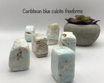 Caribbean Blue Calcite Freeform Healing Crystal Gift Decor