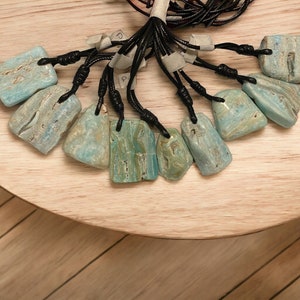 Blue Caribbean Calcite Handmade Tumbled Pendant Calcite Necklace