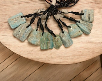 Blue Caribbean Calcite Handmade Tumbled Pendant Calcite Necklace