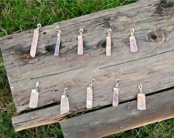 Natural Kunzite Rough Pink Kunzite Pendant Healing Gift Necklace