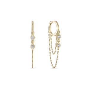 925 Sterling Silver 14k Vermeil Tarnish Proof Hypoallergenic Double Chain Drop Dangle Huggie Earrings