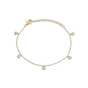 925 Sterling Silber 14k Vermeil Anlaufsicher Hypoallergene Lünette CZ Diamant baumeln Armband