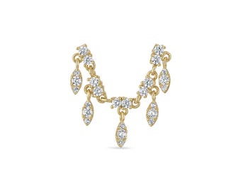 925 Sterling Silber 14k Vermeil Anlaufsicher Hypoallergen Kronleuchter Tropfen Doppel Ohrstecker