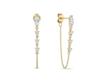 925 Sterling Silber 14k Vermeil Anlaufsicher Hypoallergen Marquise CZ Ketten Tropfen Ohrstecker