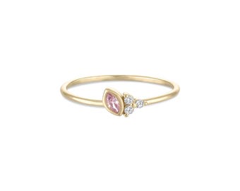 14k Vermeil Ballerina Rosa & CZ Cluster Ring 925 Sterling Silber