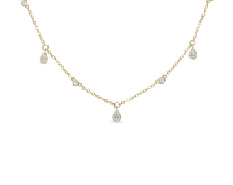 925 Sterling Silber 14k Gold Vermeil Bezel & Pave 'Dangle Teardrop Halskette