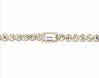 14k Vermeil Hypoallergenic Baguette & Bezel CZ Tennis Bracelet